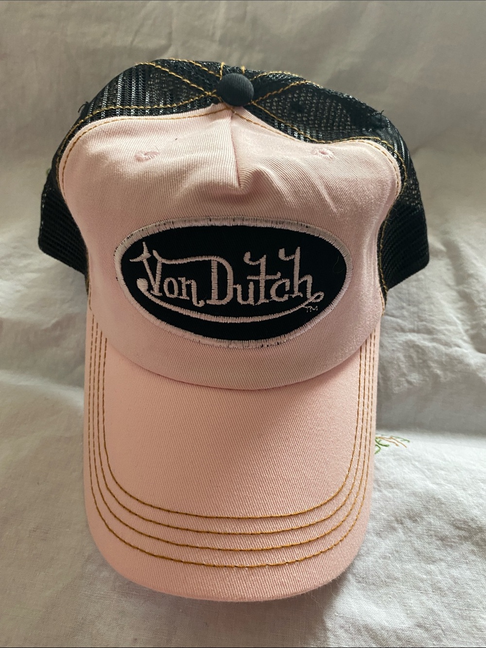 Von Dutch Pink Front Black Mesh Logo Cap / hat